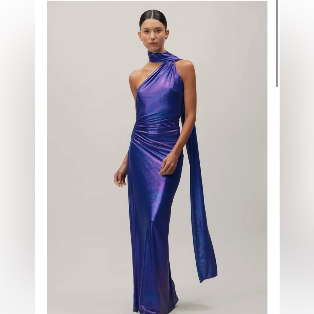 Baobab Collection Iridescent Purple One-Shoulder Maxi Dress